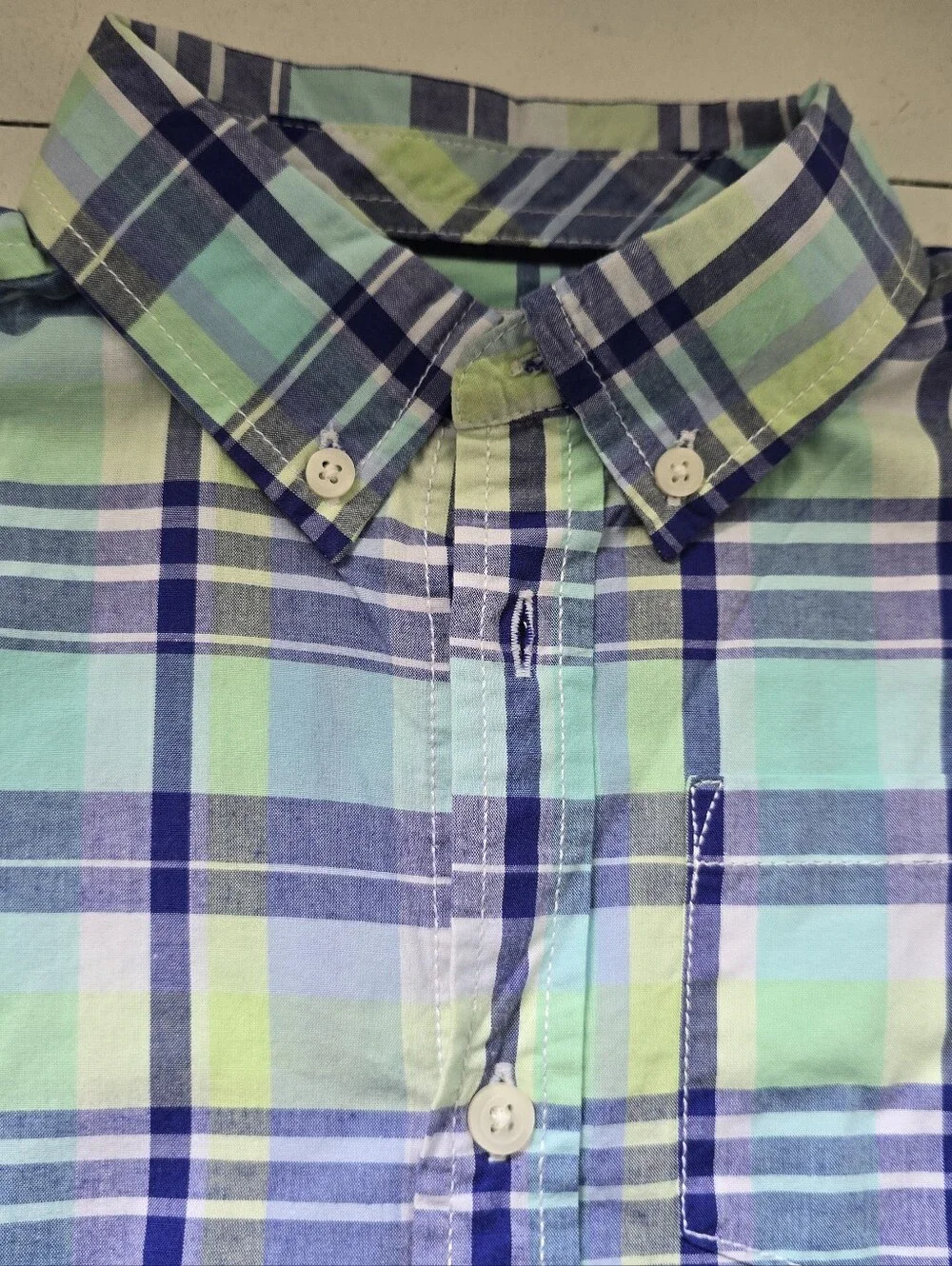 Gymboree Boys Plaid Button-Down Shirt in Blue & Green